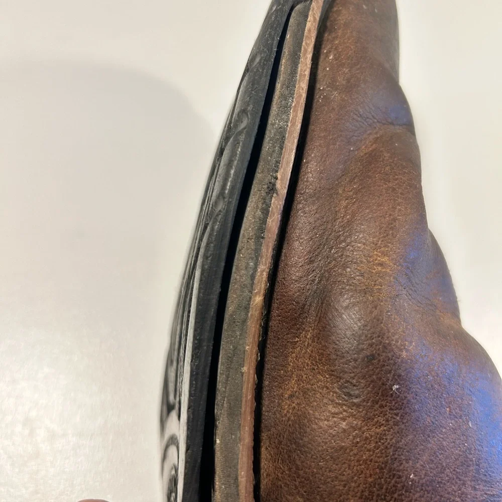 Justin Boots Men’s 8D Brown Leather Pull-On Work Boots AS IS Beaters - Picture 10 of 15